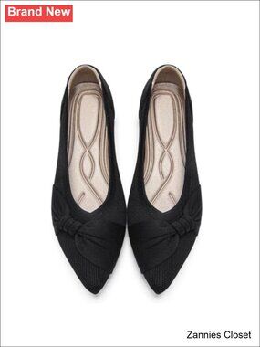 ✨HIULYCENCE Pointed Toe Flats Women Ballet Flats Bow Detail Mesh Slip-On Shoe